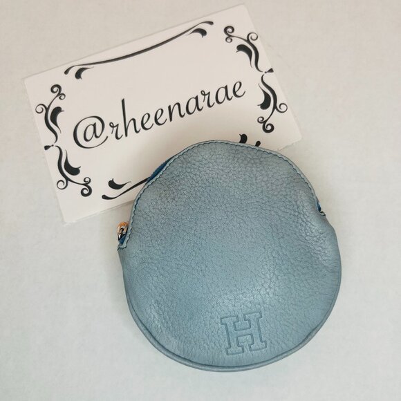 Authentic Hirofu Leather Coin Case - Color Powder/Light Blue - Picture 1 of 10